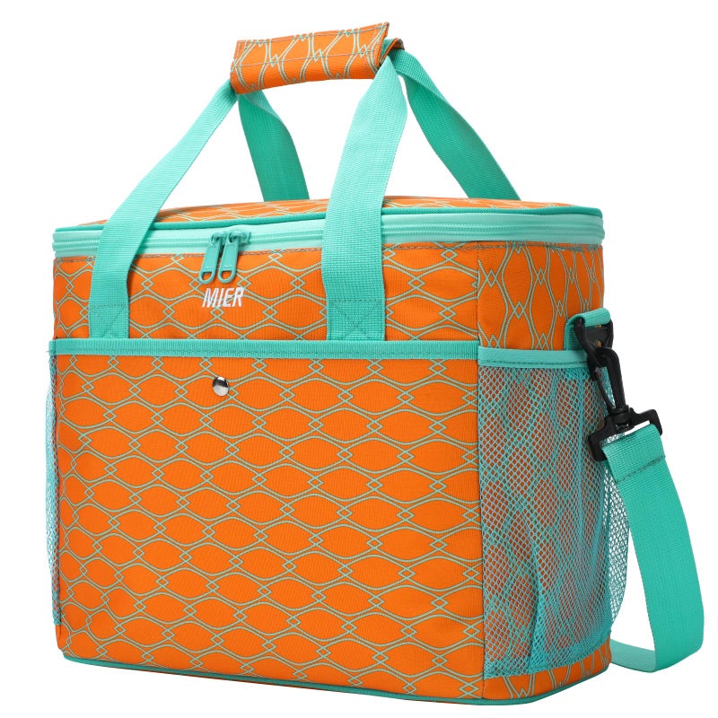 MIER 18L Large Soft Cooler Insulated Picnic Bag for Grocery, Camping, Car, Bright Orange Color - Image 1